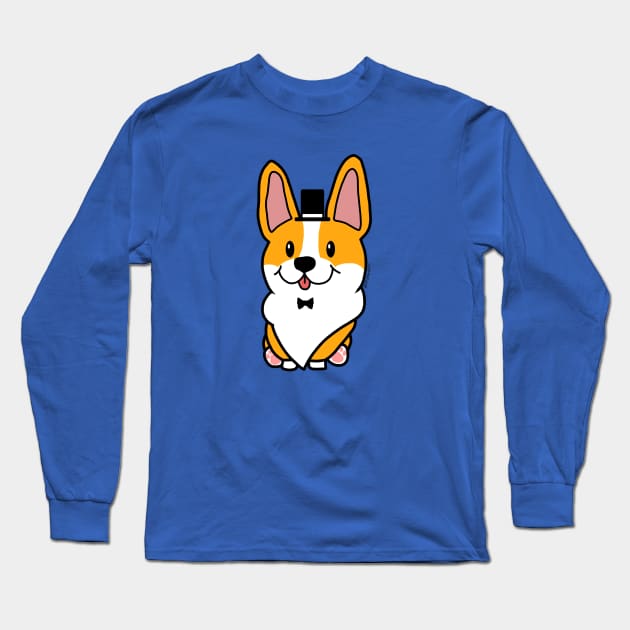 Top Hat Corgi Long Sleeve T-Shirt by SPufferARTs